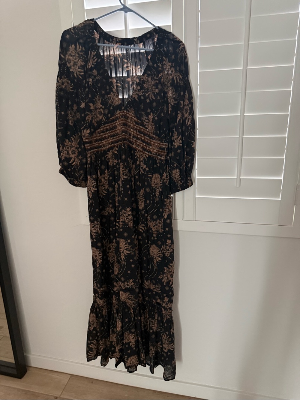 Free People Black and Tan Floral Maxi Dress